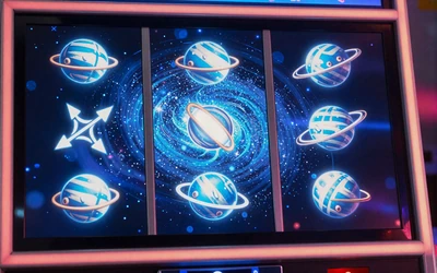 Futuristischer Weltraum-Slot mit blauen Partikeleffekten