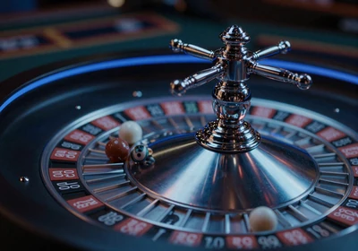Roulette-Rad mit blauer Randbeleuchtung im Casea Live Casino