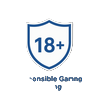 18+ verantwortungsvolles Spielen Icon mit blauem Umriss