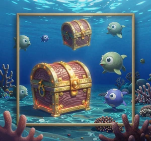 Unterwasser-Abenteuer Slot mit tiefblauem Ozean und leuchtender Schatztruhe